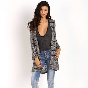 NWOT Splendid Broome Stripe Olivine Long Popcorn Knit Hooded Cardigan Sweater XS